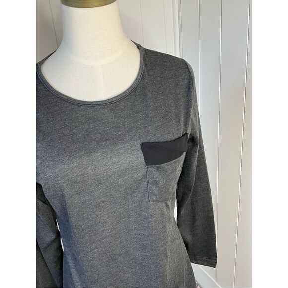 Womens Size Medium Mini Dress Gray Black Hi Low Sheer Bottom Long Sleeve - Picture 2 of 10